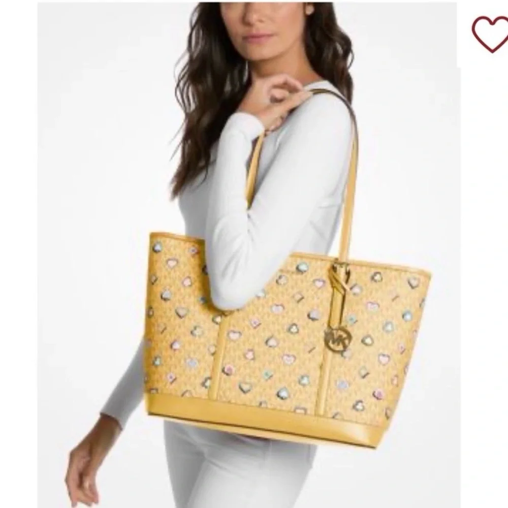 MICHAEL KORS BUNDLE Yellow Patterned Tote Bag/Wallet NWT - Picture 8 of 8